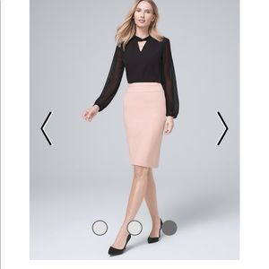 Comfort stretch pencil skirt. Cameo pink color